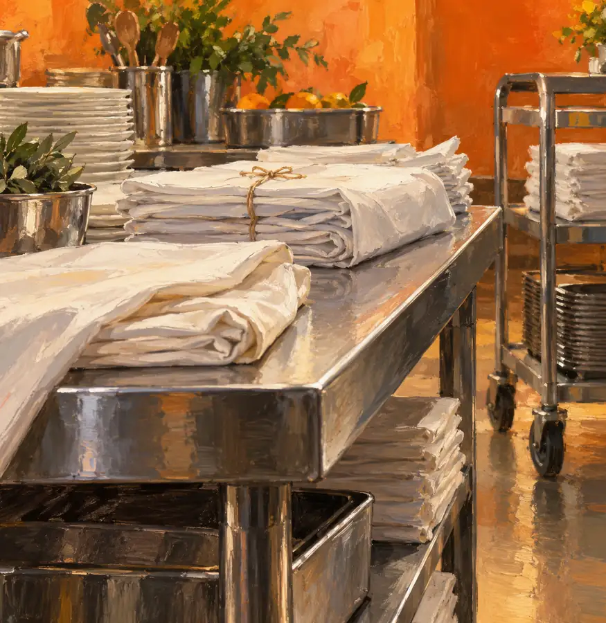 Illustration of catering businesses equipment and workspace