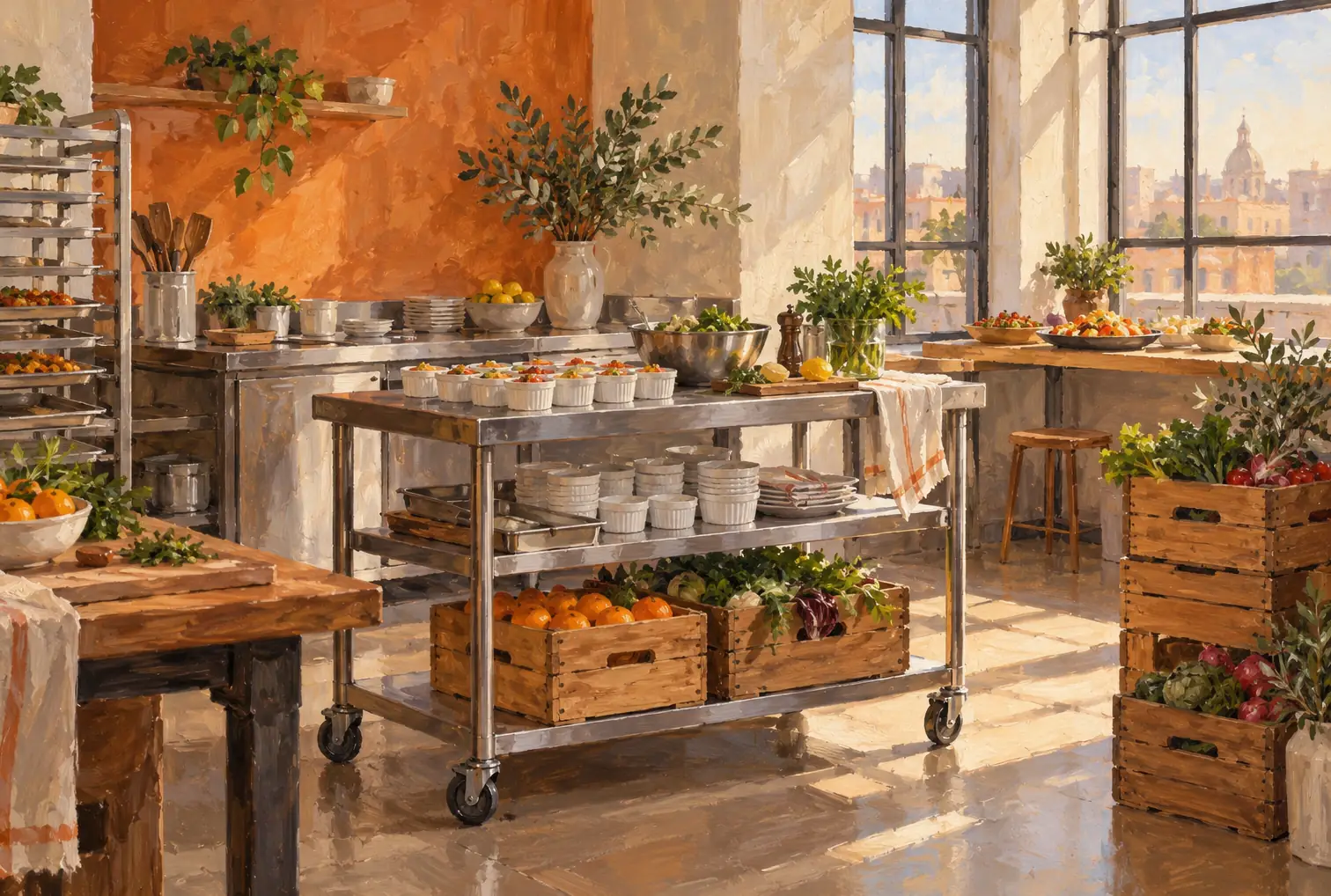 Illustration of catering businesses and their working space