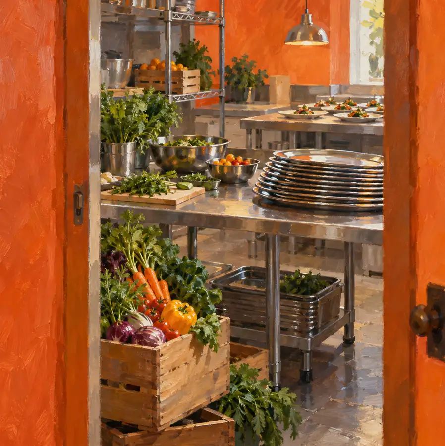 Illustration of catering businesses equipment and workspace
